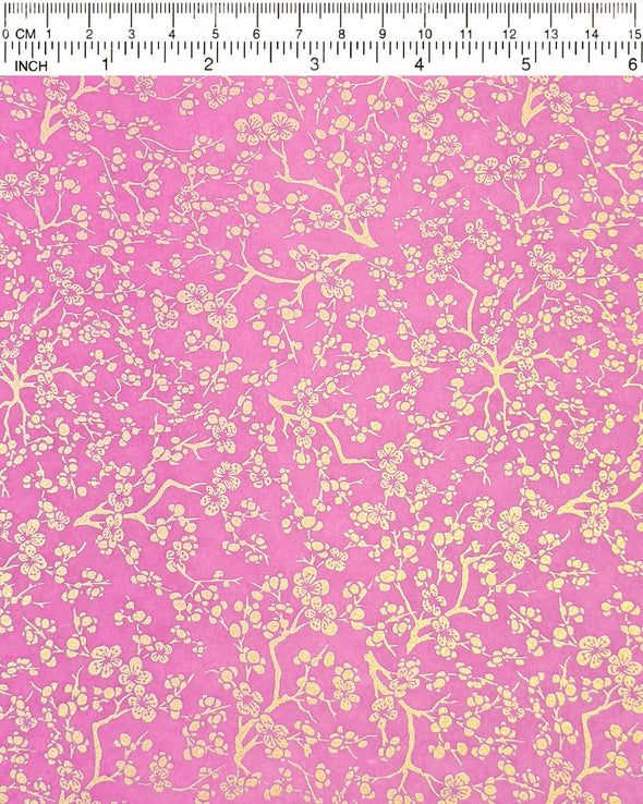 0972 Gold Plum Blossoms on Pink