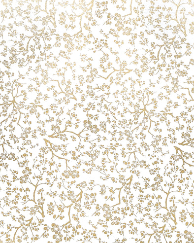 0974 Gold Plum Blossoms on White