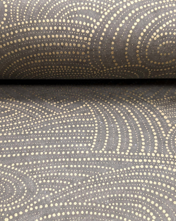 0997 Gold Dotted Swirls on Gray