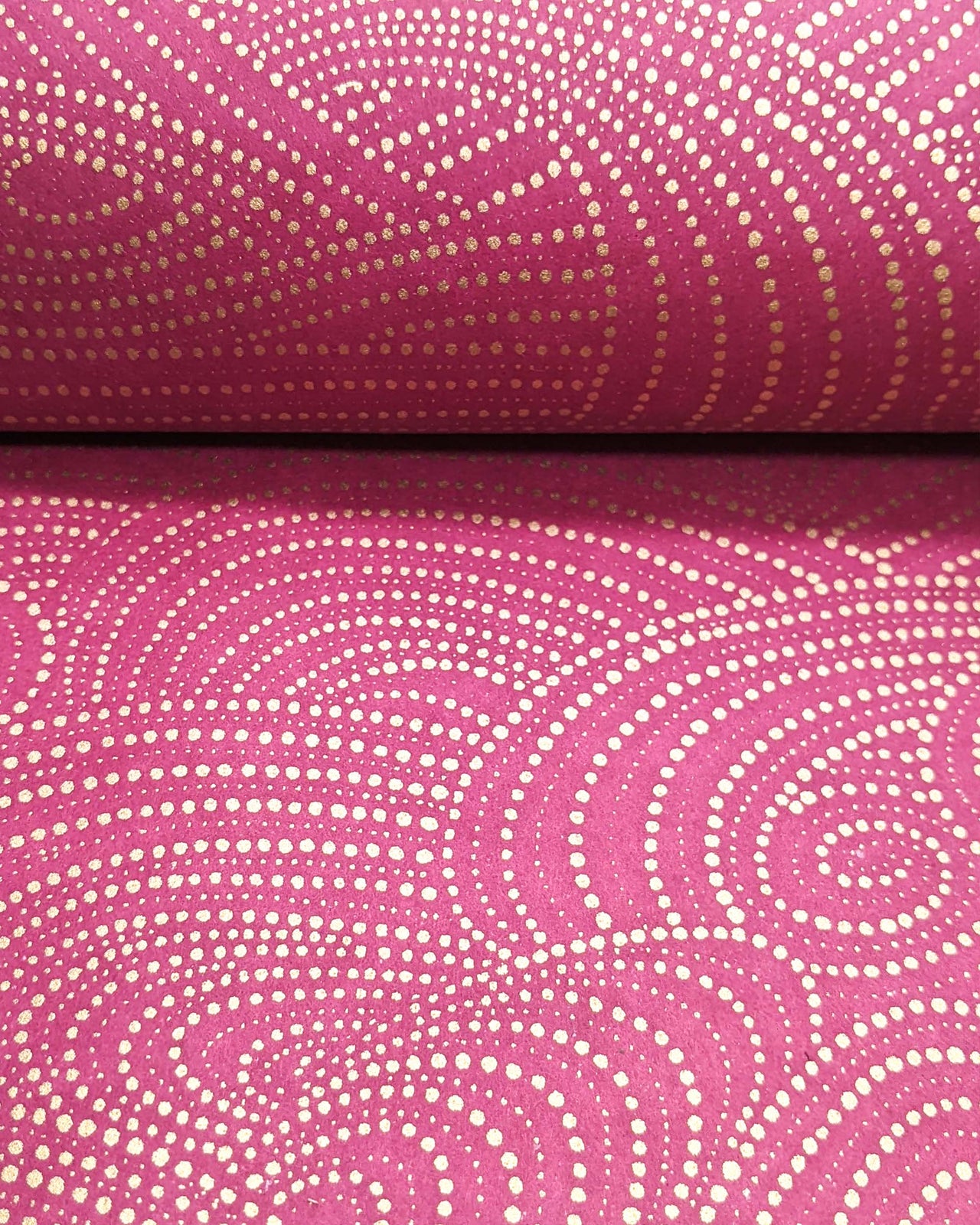 0999 Gold Dotted Swirls on Maroon Red