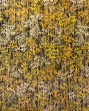Japanese chiyogami paper featuring metallic gold and copper bamboo shoots on a black background.
