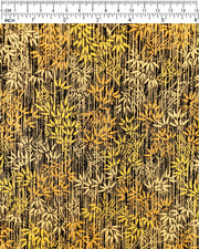 Japanese chiyogami paper featuring metallic gold and copper bamboo shoots on a black background.