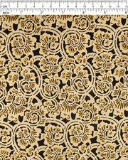 Japanese chiyogami paper featuring a large metallic gold swirl motif on a black background.