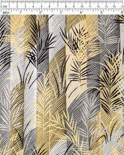 Japanese chiyogami paper featuring metallic gold and silver leaves on a gray and brown background.