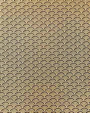 Japanese chiyogami paper featuring a traditional black and metallic gold seigaiha (wave crests) pattern.