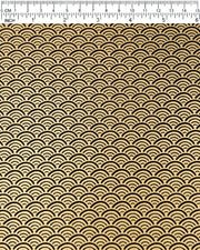 Japanese chiyogami paper featuring a traditional black and metallic gold seigaiha (wave crests) pattern.