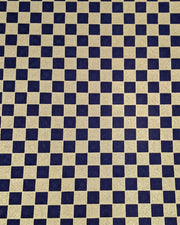 Japanese chiyogami paper featuring a traditional dark blue and metallic gold ichimatsu (checker) pattern.
