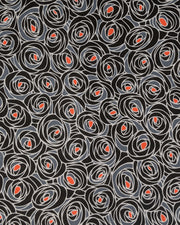 Japanese chiyogami paper featuring black and gray roses with a red center.