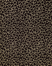 Japanese chiyogami paper featuring a metallic gold traditional karakusa design on a black background.