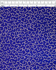 Japanese chiyogami paper featuring a metallic gold traditional karakusa design on a dark blue background.