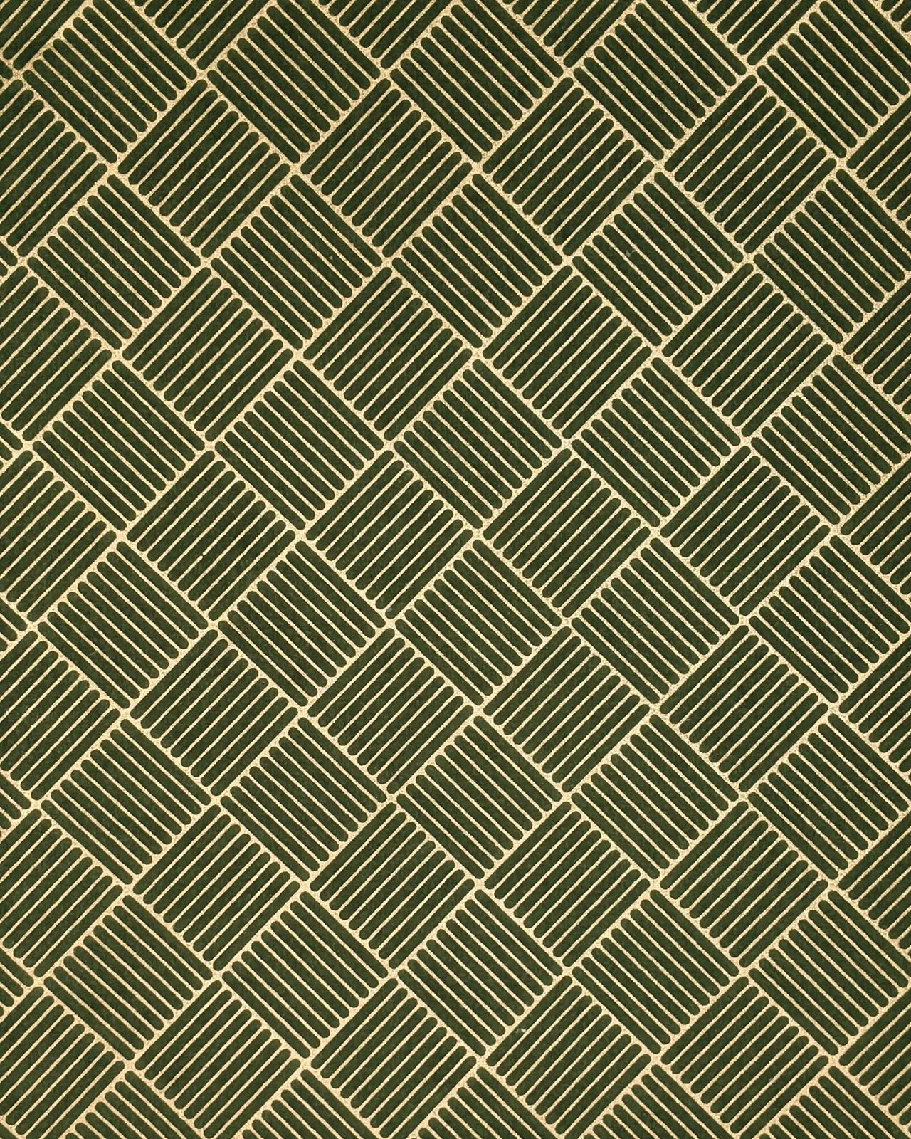 Japanese chiyogami paper featuring a metallic gold traditional san kuzushi (crosshatch) design on a dark green background.