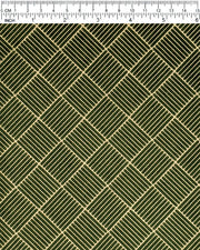 Japanese chiyogami paper featuring a metallic gold traditional san kuzushi (crosshatch) design on a dark green background.