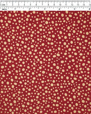 Japanese chiyogami paper featuring metallic gold abstract dots on a red background.