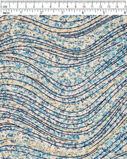 Japanese chiyogami paper featuring metallic gold and dark blue swirls on a light blue and white speckled background.