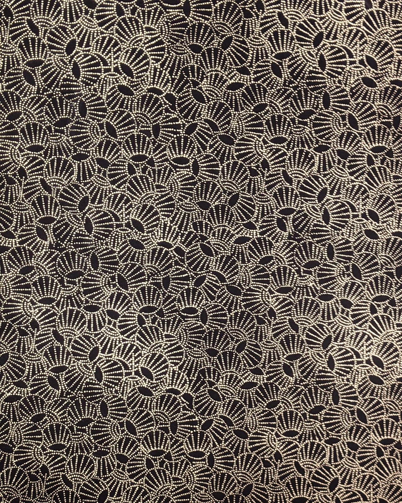 Japanese chiyogami paper featuring metallic gold dotted temari balls on a black background.