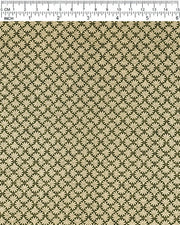 Japanese chiyogami paper featuring metallic gold geometric stylized flowers on a green background.