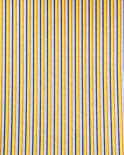 Japanese chiyogami paper featuring vertical stripes in light and golden yellow, light blue, and dark blue with metallic gold stripes.