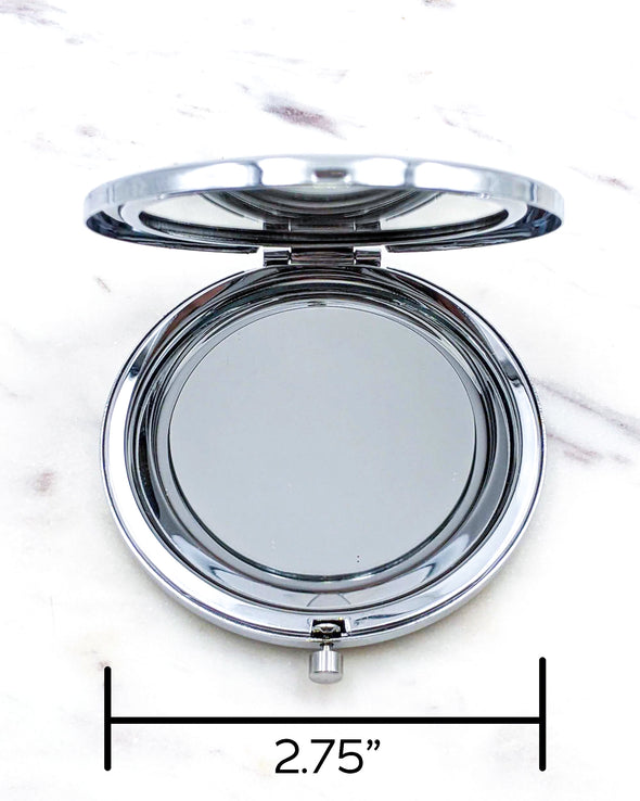 Gray Feather Leaves Compact Mirror