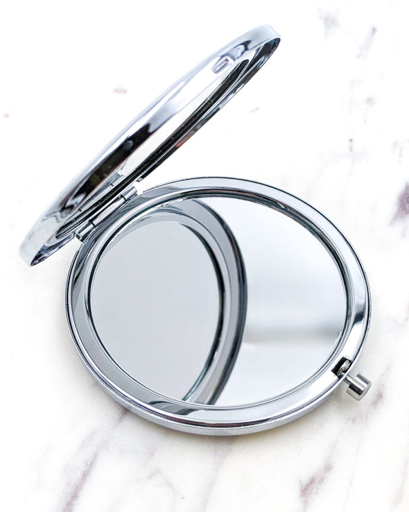 Gray Feather Leaves Compact Mirror