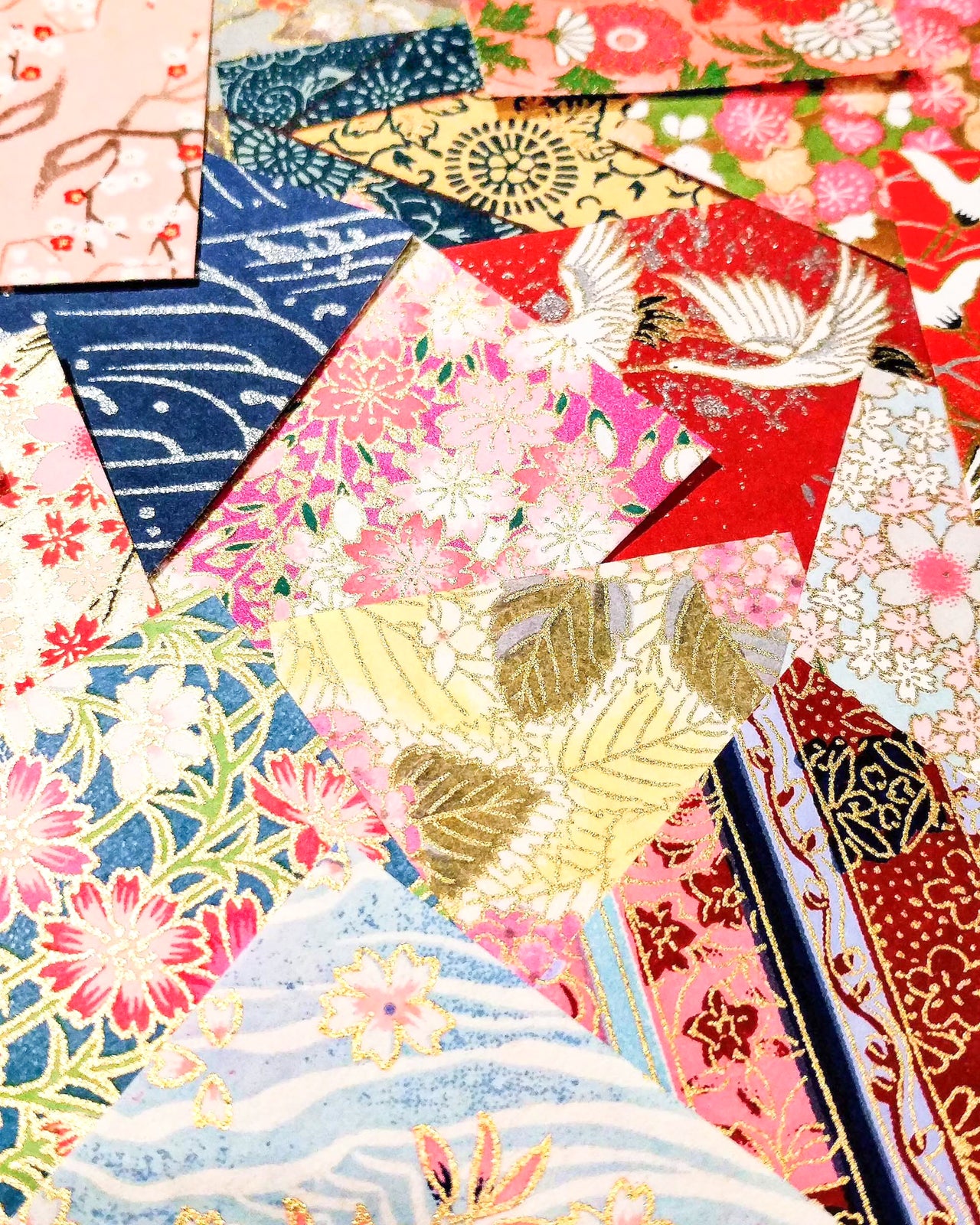 An assortment of mini origami papers.