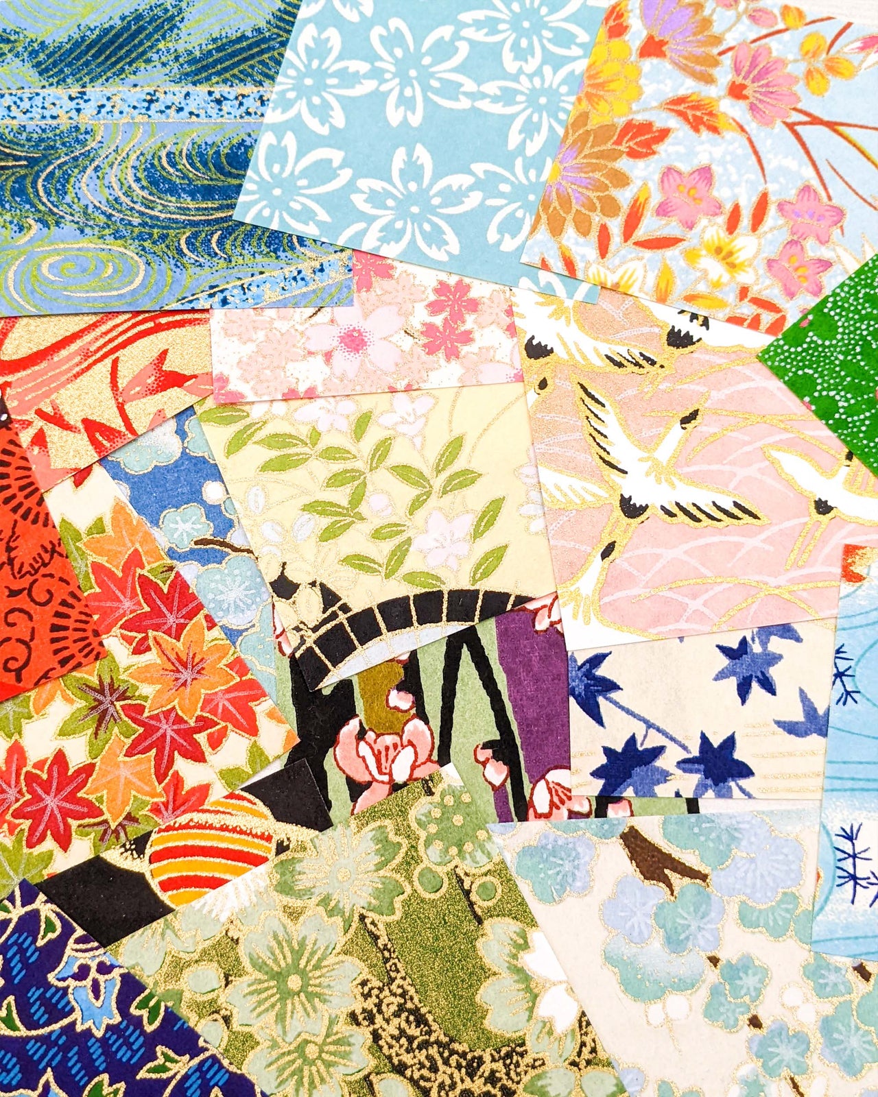 An assortment of mini origami papers.